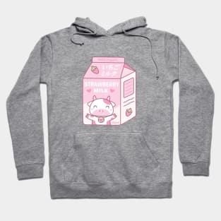 Kawaii Strawberry Milk Carton With Cow Mascot Hoodie